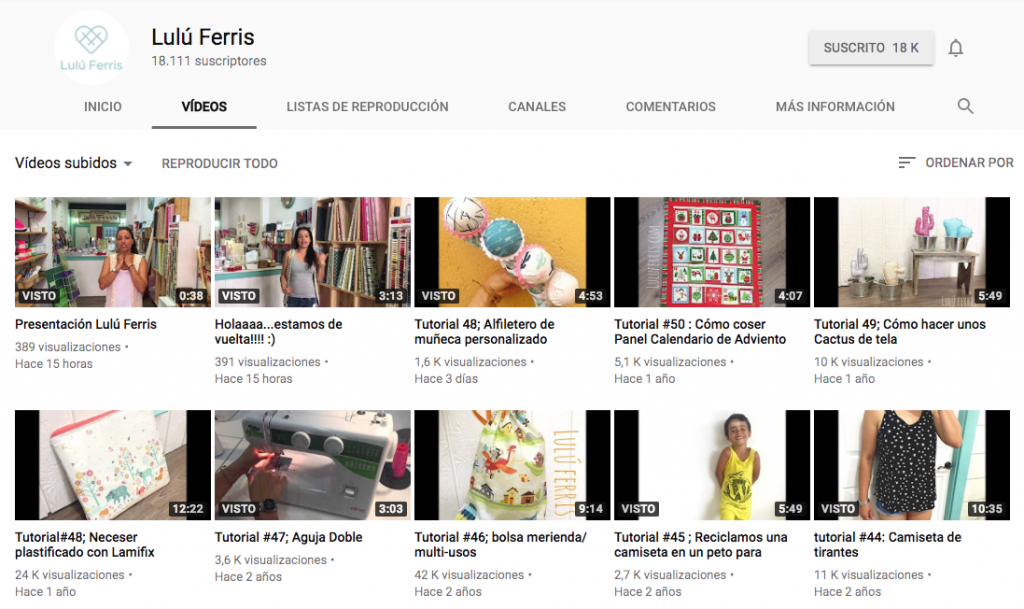 Lulú Ferris sewing tutorials on YouTube