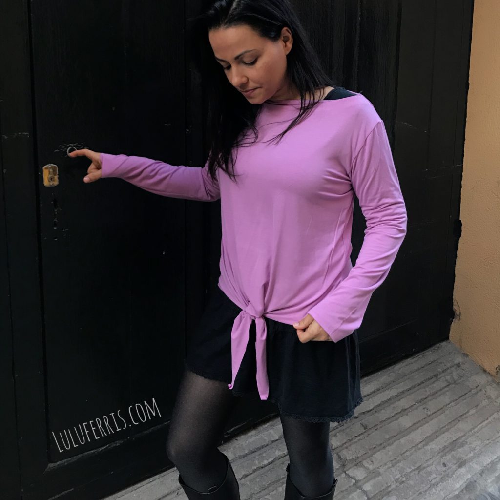 Front-Knot Boat-Neck Top