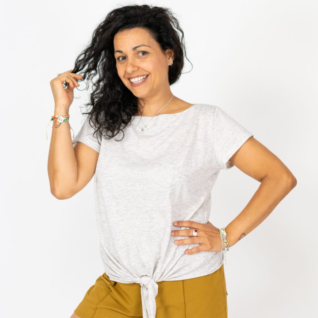 Front-Knot Boat-Neck Top