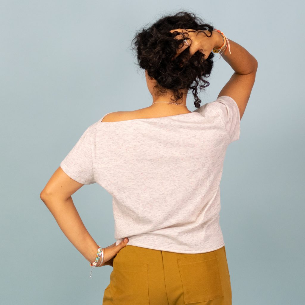 Front-Knot Boat-Neck Top