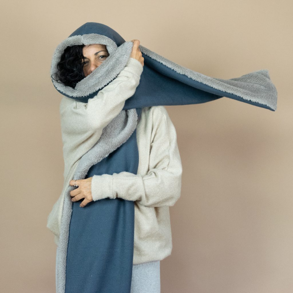 Sherpa-Lined Hooded Scarf