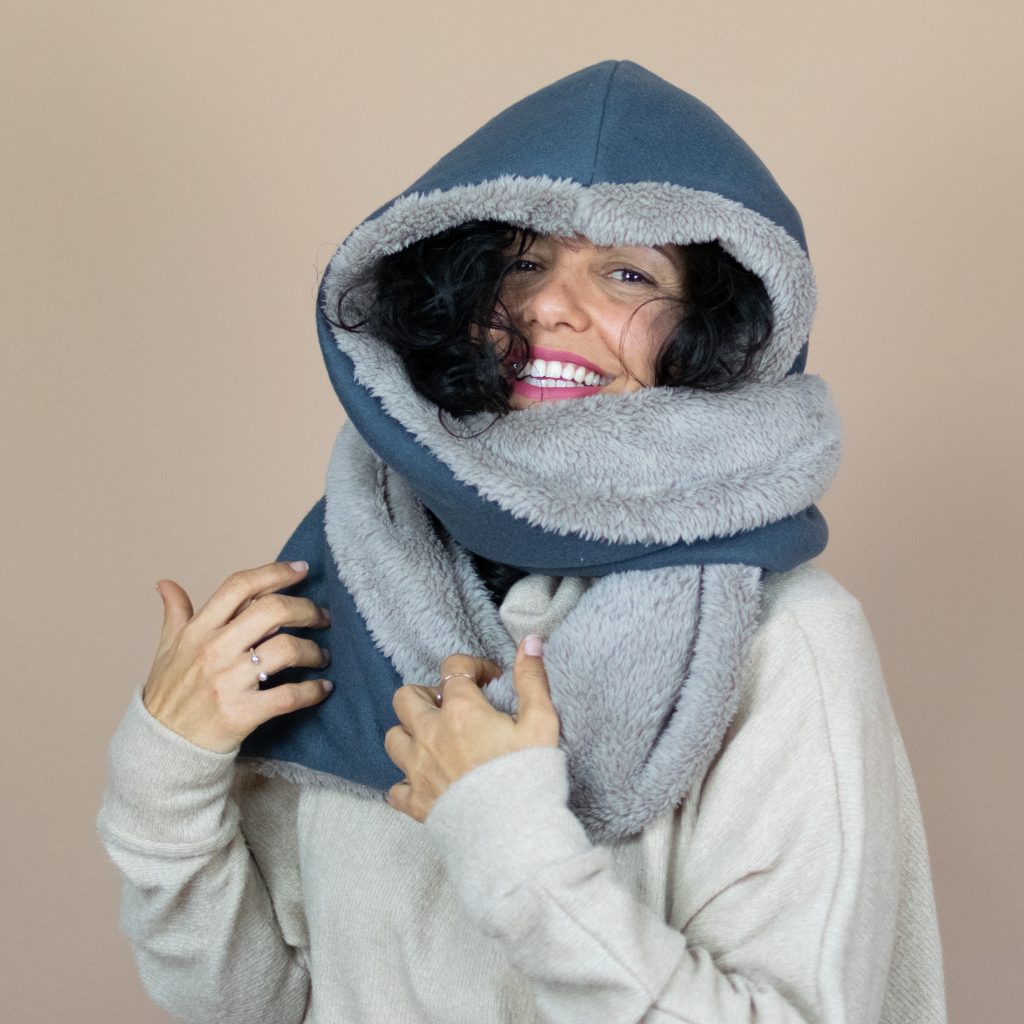 Sherpa-Lined Hooded Scarf