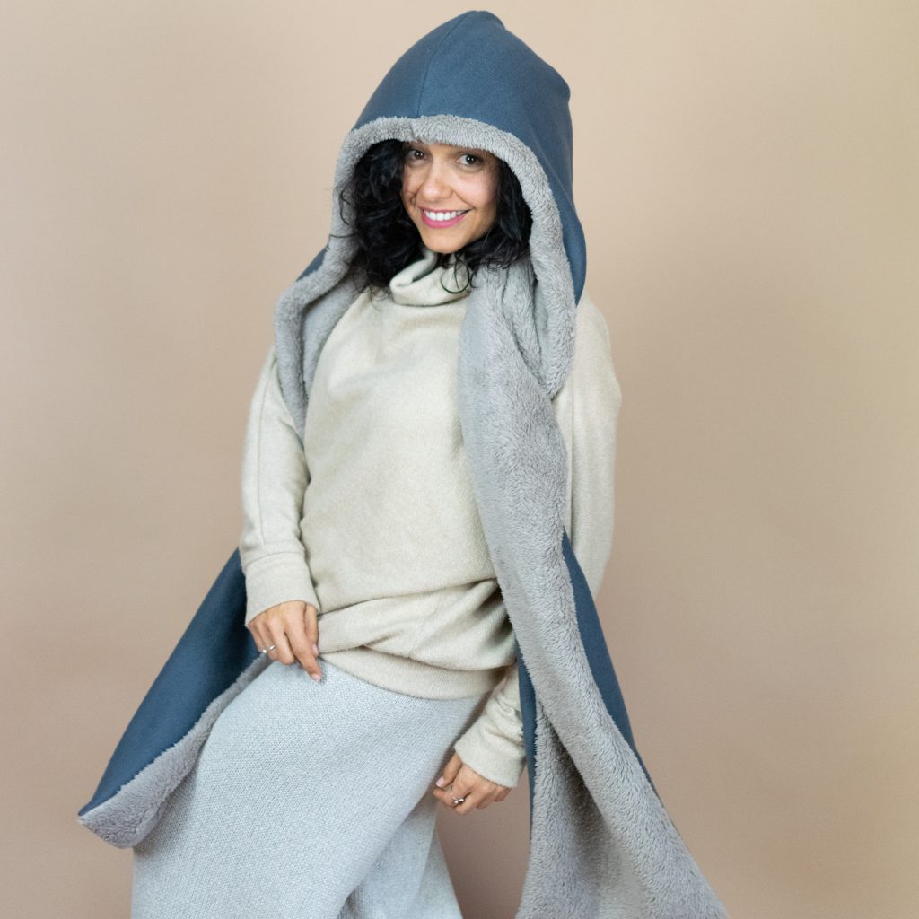 Sherpa-Lined Hooded Scarf