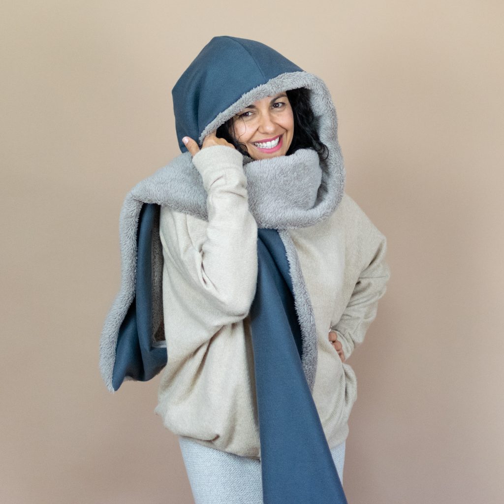 Sherpa-Lined Hooded Scarf