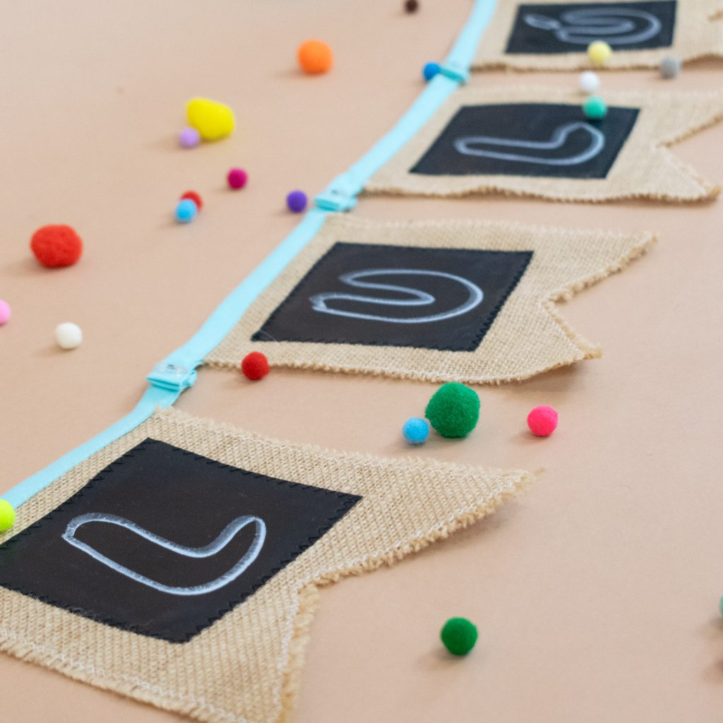 Removable Snap and Chalkboard Fabric Garland