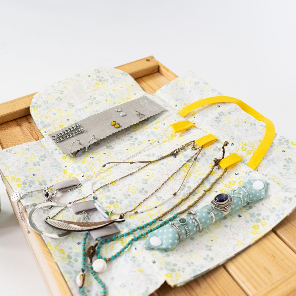 Foldable Semi-Rigid Fabric Jewelry Case with Handle