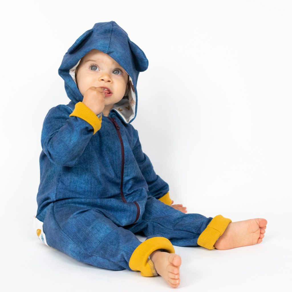 Kids’ Zip-Front Romper with a Hood and Ears