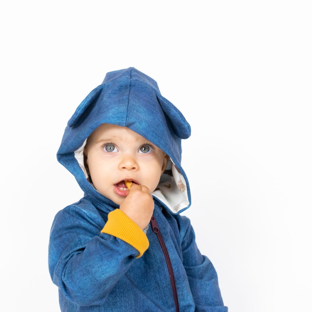 Kids’ Zip-Front Romper with a Hood and Ears