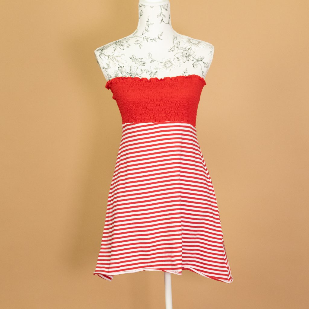 Summer Dress with a Gathered Strapless Top