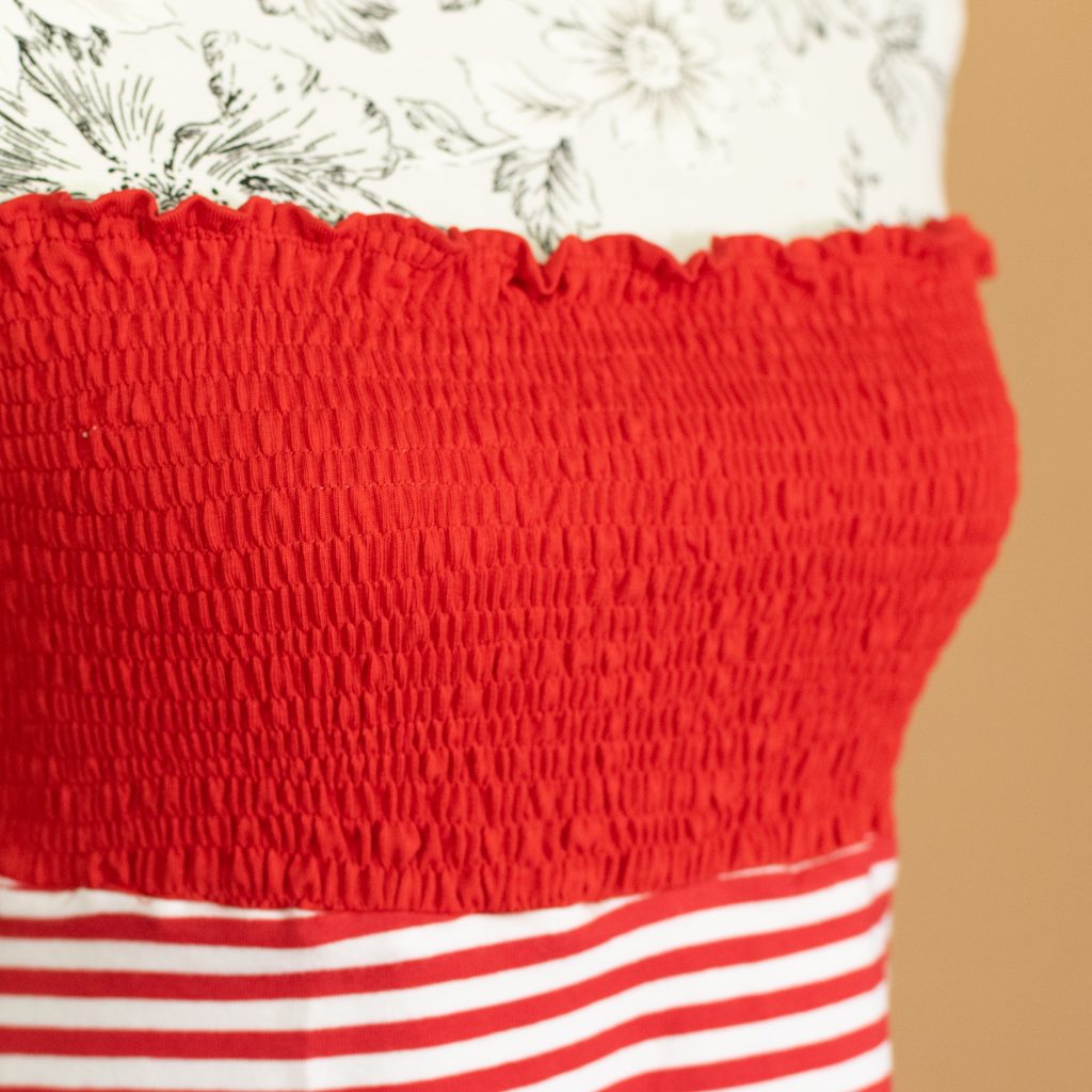 Summer Dress with a Gathered Strapless Top