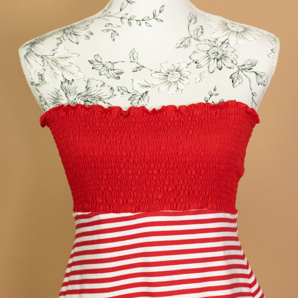 Summer Dress with a Gathered Strapless Top