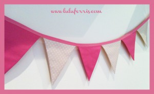 pink and beige polka-dot bunting