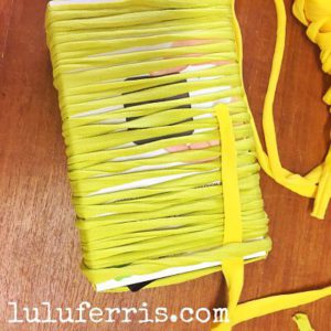 wrapping gifts with t-shirt yarn