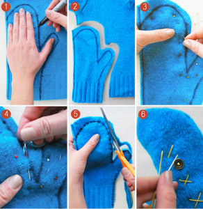 mittens made by recycling an old sweater