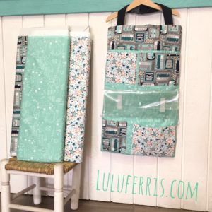 combining mint-colored fabrics for an organizer