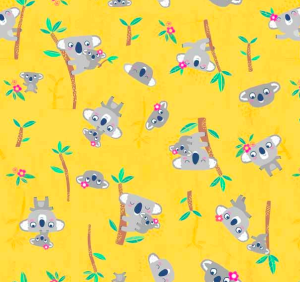 pretty yellow fabrics koalas